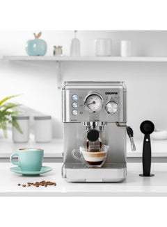GEEPAS Espresso and Cappuccino Coffee Machine Die-Cast  Aluminum Boiler and Detachable Water Tank| Makes Cappuccino, Lattes, Espresso| Includes Overheating and Overpressure Protection 1.8 L 1800 W GCM1523SS Silver  - Image 2