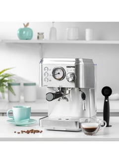 GEEPAS Espresso and Cappuccino Coffee Machine Die-Cast  Aluminum Boiler and Detachable Water Tank| Makes Cappuccino, Lattes, Espresso| Includes Overheating and Overpressure Protection 1.8 L 1800 W GCM1523SS Silver  - Image 3