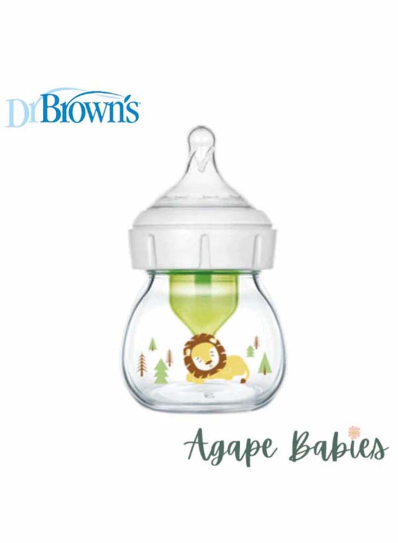 دكتور براونز 2 أونصة/60 مل خيارات مضادة للمغص من الزجاج WN + زجاجة مع ديكور الأسد مع حلمة الخدج، عبوة واحدة - Image 4