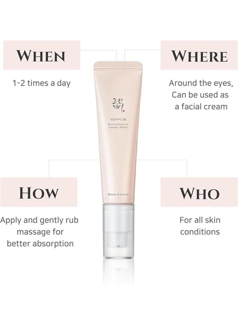 Beauty of Joseon Revive Eye Serum with Retinal Niacinamide Peptide Correction for Puffy Eye Bags Fine Lines Dark Circles Wrinkles, Korean Skin Care 30ml, 1 fl.oz 30ml  - Image 5
