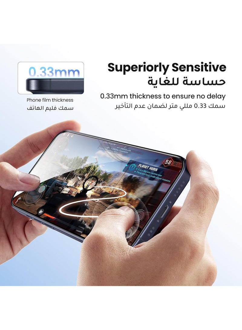iPhone 15 Pro Screen Protector 【Full Coverage】【Easy Installation Frame】【Military-Grade Protection】 HD Clear, Anti-Fingerprint, Bubble Free, Tempered Glass Film for iPhone 15 Pro 6.1"-2 Pack Clear