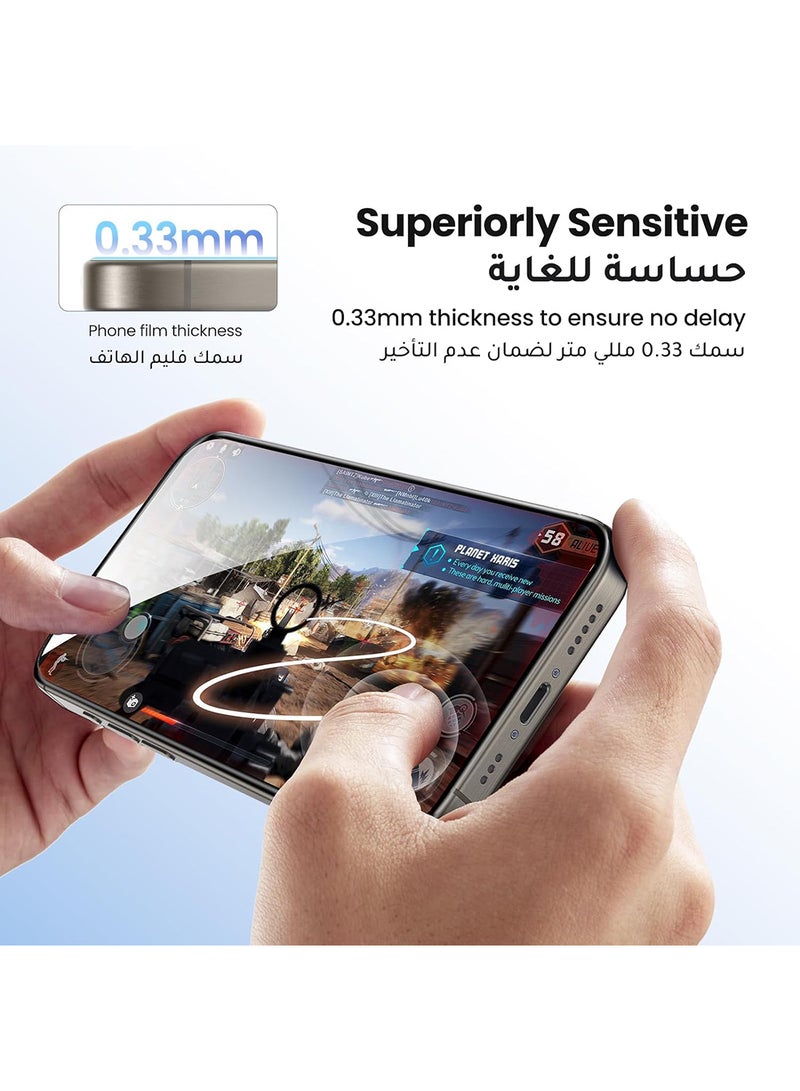 يو جرين - واقي شاشة ايفون 15 برو ماكس، تغطية كاملة، إطار سهل التركيب، حماية من الدرجة العسكرية، شفاف عالي الدقة، مضاد لبصمات الأصابع، خالٍ من الفقاعات، طبقة من الزجاج المقوى 9H لهاتف ايفون 15 برو ماكس 6.7"-2 حزمة - Image 1