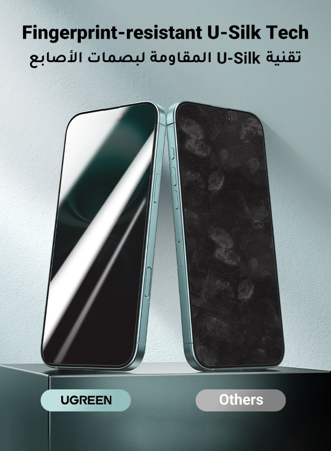 Ugreen - iPhone 16 15 Privacy Screen Protector. Easy Installation With Alignment Frame. Anti-Drop And Anti-scratch. Case Friendly, 28°Anti-Spy Anti-Fingerprint, Bubble Free Anti-Spy Protector Grey - Image 1