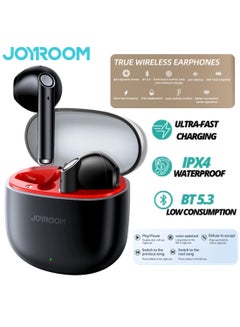 Jpods Series True Wireless  Air Bluetooth Earphones With Mics Noise Cancellation For Clear Call, IPX4 Waterproof, Deep Bass, Quick Charging, 28H Long Playtime Black
