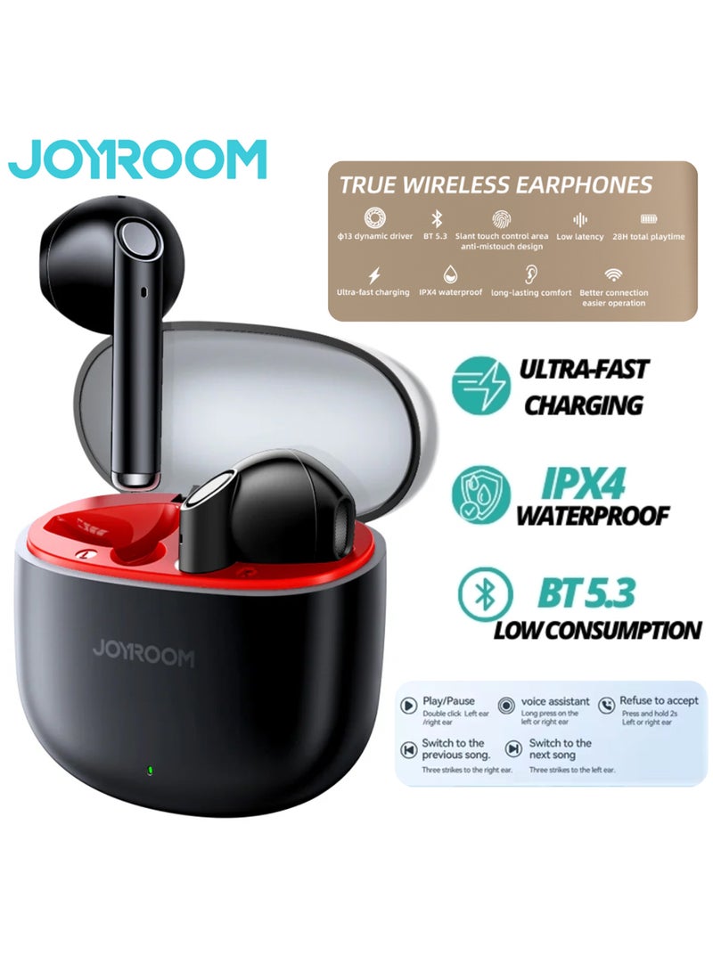 JOYROOM - Jpods Series True Wireless  Air Bluetooth Earphones With Mics Noise Cancellation For Clear Call, IPX4 Waterproof, Deep Bass, Quick Charging, 28H Long Playtime Black - Image 1
