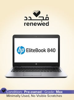 إتش بي تم تجديده - كمبيوتر محمول EliteBook 840 G4 بشاشة FHD مقاس 14 بوصة، ومعالج Core i7/الجيل السابع/ذاكرة وصول عشوائي سعتها 8 جيجابايت/محرك أقراص SSD سعة 256 جيجابايت/بطاقة رسومات Intel HD  - Image 1