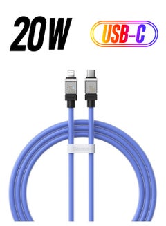 Baseus Type C To Lightning Cable (1M), 20W Power Delivery USB C iPhone Cables Type C iPhone Charger Cord Fast Charging Data Cables Zinc Alloy Connector for iPhone 14/13/ 12 Pro Max / 12/11 Pro/X/XS/XR / 8 Plus- Blue Blue  - Image 1