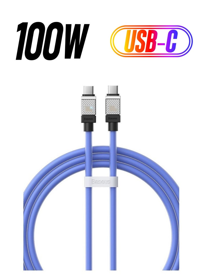 Baseus Type C to Type C 100W Cable, Ultra Fast PD Type C Charger for iPhone 15 Pro, iPhone 15 Pro Max, iPhone 15 Plus, MacBook Pro, iPad Pro 2022, iPad Air 5, Samsung Galaxy S23 Ultra, Pixel, PS5, Switch, etc. 1M Blue Blue  - Image 1