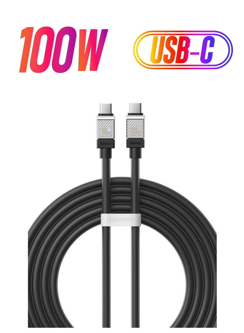 Baseus Type C to Type C 100W Cable, Ultra Fast PD Type C Charger for iPhone 15 Pro, iPhone 15 Pro Max, iPhone 15 Plus, MacBook Pro, iPad Pro 2022, iPad Air 5, Samsung Galaxy S23 Ultra, Pixel, PS5, Switch, etc. 2M Black Black  - Image 1