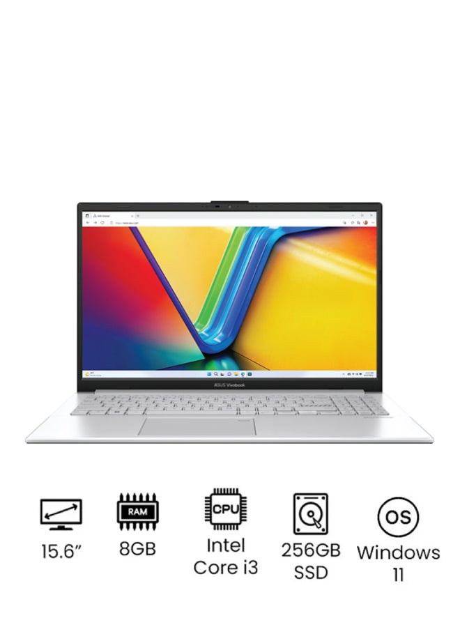 ASUS - VivoBook GO 15 Laptop With 15.6-Inch Full HD Display, Core-i3-N305 Processor/8GB RAM/256GB SSD/Windows 11/Intel UHD Graphics Arabic Cool Silver - Image 1