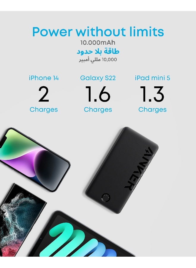 Anker 323 USB-C Power Bank, 10,000mAh Portable Charger (PowerCore PIQ), High-Capacity Battery Pack for iPhone 16/15/14 Series, Samsung, Huawei, Xiaomi, Redmi, Vivo, Oppo, iPad, Apple Watch and More Black  - Image 2