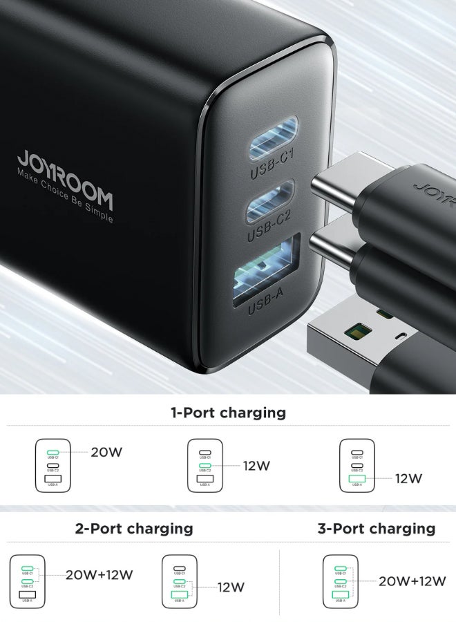 JOYROOM - Flash memory series 32W A+2C three-port charger with QC 3.0 support. Wall travel adapter 32W fast power charger, compatible with Samsung AFC, Huawei SCP and other lower versions of iPhone-Etc. Black - Image 1