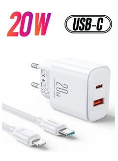 Flash Series 20W USB A+Type-C Dual-Port Charger Adapter EU Plug White