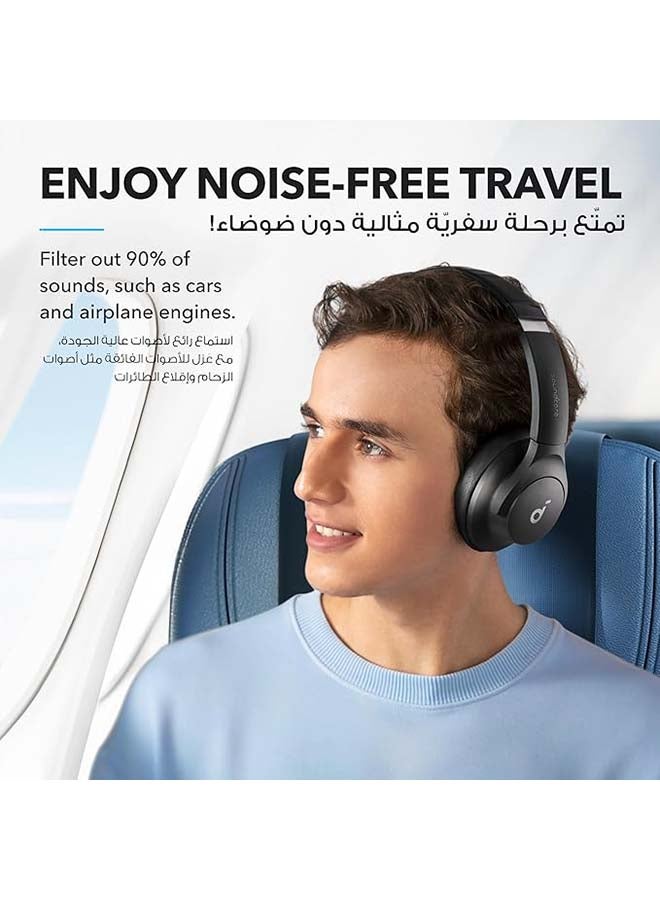 ساوند كور سماعات رأس Q20i Hybrid Active Noise Cancelling قابلة للطي، بلوتوث لاسلكي فوق الأذن، وقت تشغيل ANC طويل 40 ساعة، صوت عالي الدقة، صوت جهير كبير، تخصيص عبر تطبيق، وضع الشفافية - Image 3