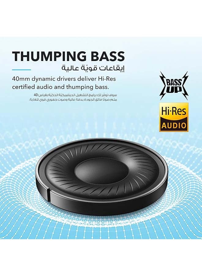 ساوند كور سماعات رأس Q20i Hybrid Active Noise Cancelling قابلة للطي، بلوتوث لاسلكي فوق الأذن، وقت تشغيل ANC طويل 40 ساعة، صوت عالي الدقة، صوت جهير كبير، تخصيص عبر تطبيق، وضع الشفافية - Image 4