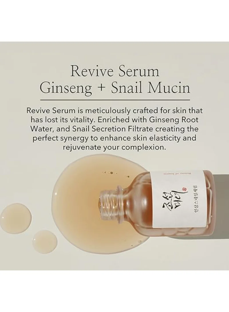 Beauty of Joseon Revive Serum Snail Mucin Ginseng Hydrating Repairing Peptide Facial Moisturizer, Dark Spot Acne Scar Dull Skin Fine Lines, Korean Skin Care for Men and Women, 30ml Red 30ml