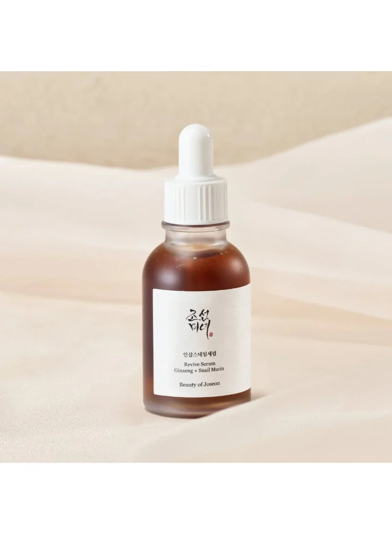 Beauty of Joseon Revive Serum Snail Mucin Ginseng Hydrating Repairing Peptide Facial Moisturizer, Dark Spot Acne Scar Dull Skin Fine Lines, Korean Skin Care for Men and Women, 30ml Red 30ml