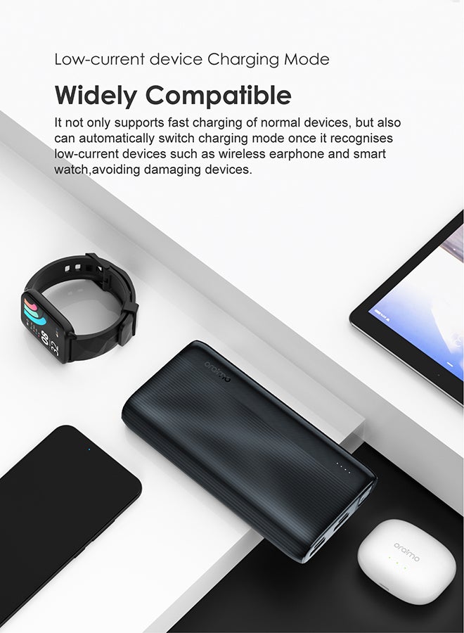 Oraimo - 20000 mAh Traveler 4 Pro Power Bank with 20W Fast Charging PD 3.0+QC3.0 Quick Charge,Triple Output,Type C &Micro Input,Multi-Layer Protection with LED Torch Blue Grey - Image 1