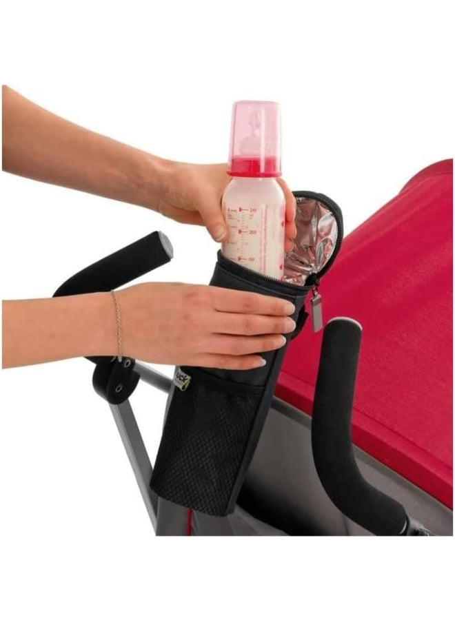 Refresh Me Outdoor Insulated Bottle Bag With Vecro Strap And Mesh Pocket For Pram Stroller Pushchair – Grey