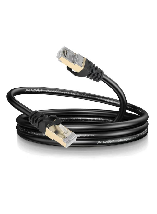 Datazone - Cat8 3M Ethernet Cable High Speed 40Gbps 2000MHz Compatible with Gaming Switch PC PS5 PS4 Xbox Modem Router WIFI Extender Patch Panel Black - Image 1