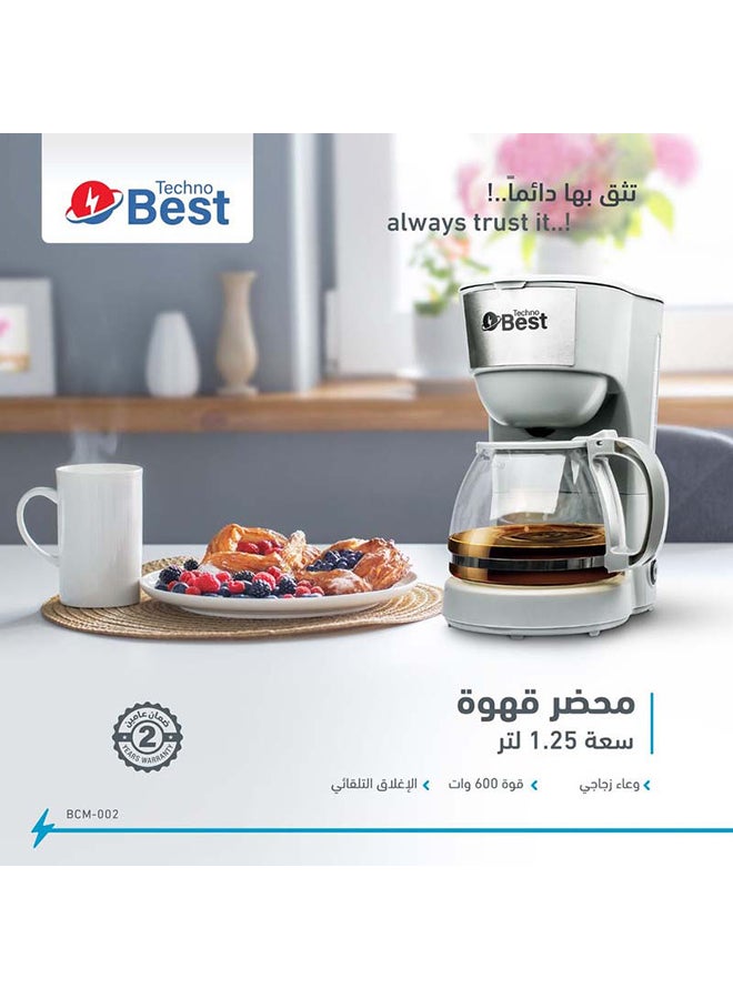 Techno Best - Coffee Maker 1.25 L 600 W BCM-002 Silver - Image 1
