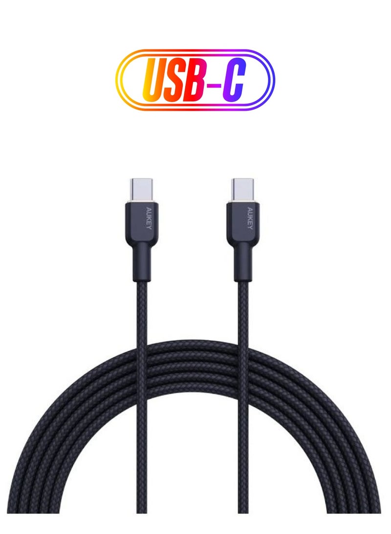 Aukey 1.8 M Nylon Braided USB-C To C Cable CB-NCC2 Black  - Image 1
