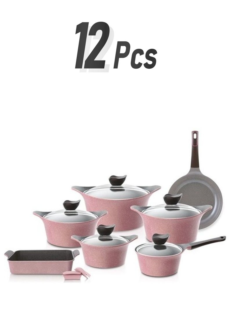 نيو فلام طقم أواني طهي جرانيت آيني مكون من 12 قطعة 20سم