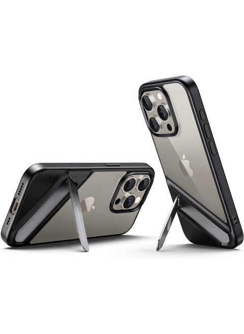 iPhone 15 Pro Max Kickstand Case 6.7 Inch Metal Kickstand Cover Ultra Thin Anti-yellow Wear-resistant Drop-proof Anti-scratch Acrylic Composite Backplane All-round protection iPhone 15 Pro Max Case Black Black