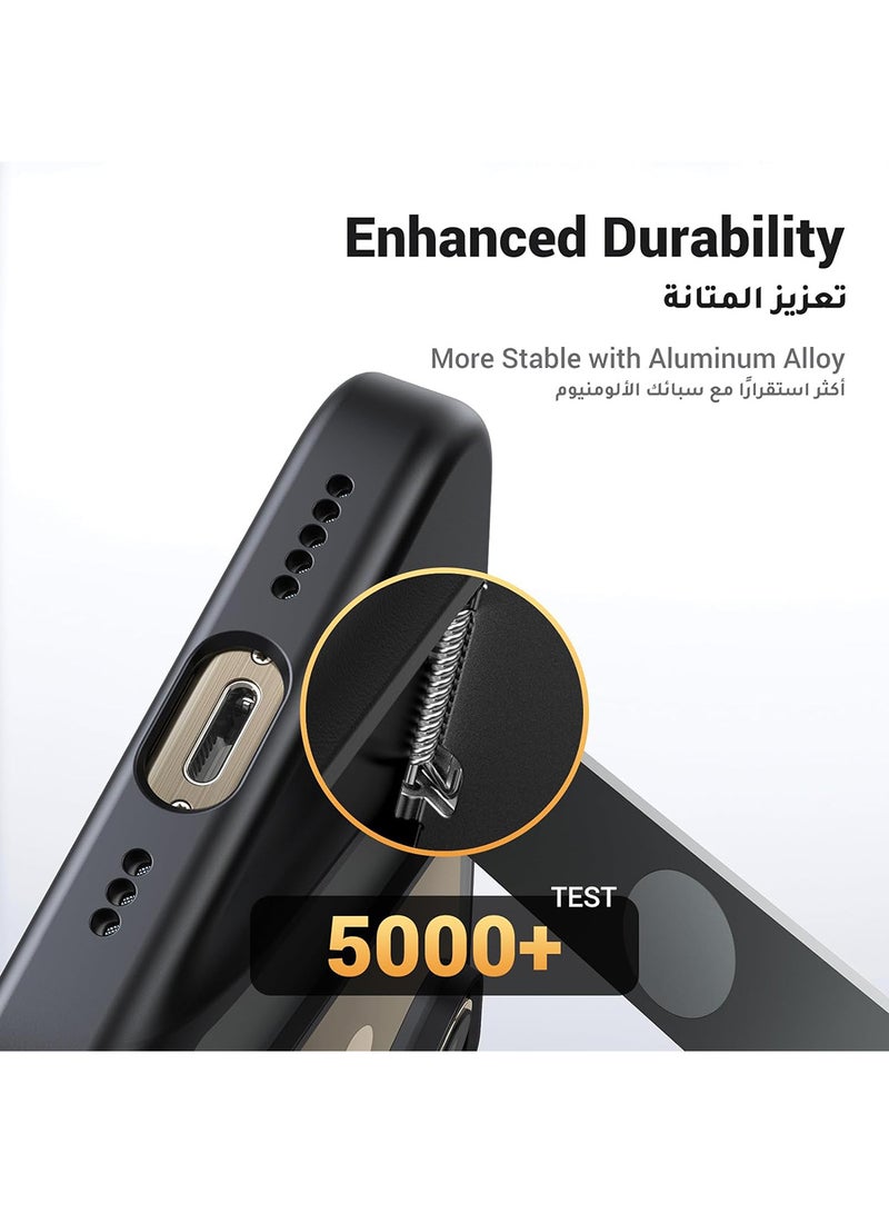 Ugreen - iPhone 15 Pro Max Kickstand Case 6.7 Inch Metal Kickstand Cover Ultra Thin Anti-yellow Wear-resistant Drop-proof Anti-scratch Acrylic Composite Backplane All-round protection iPhone 15 Pro Max Case Black Black - Image 1