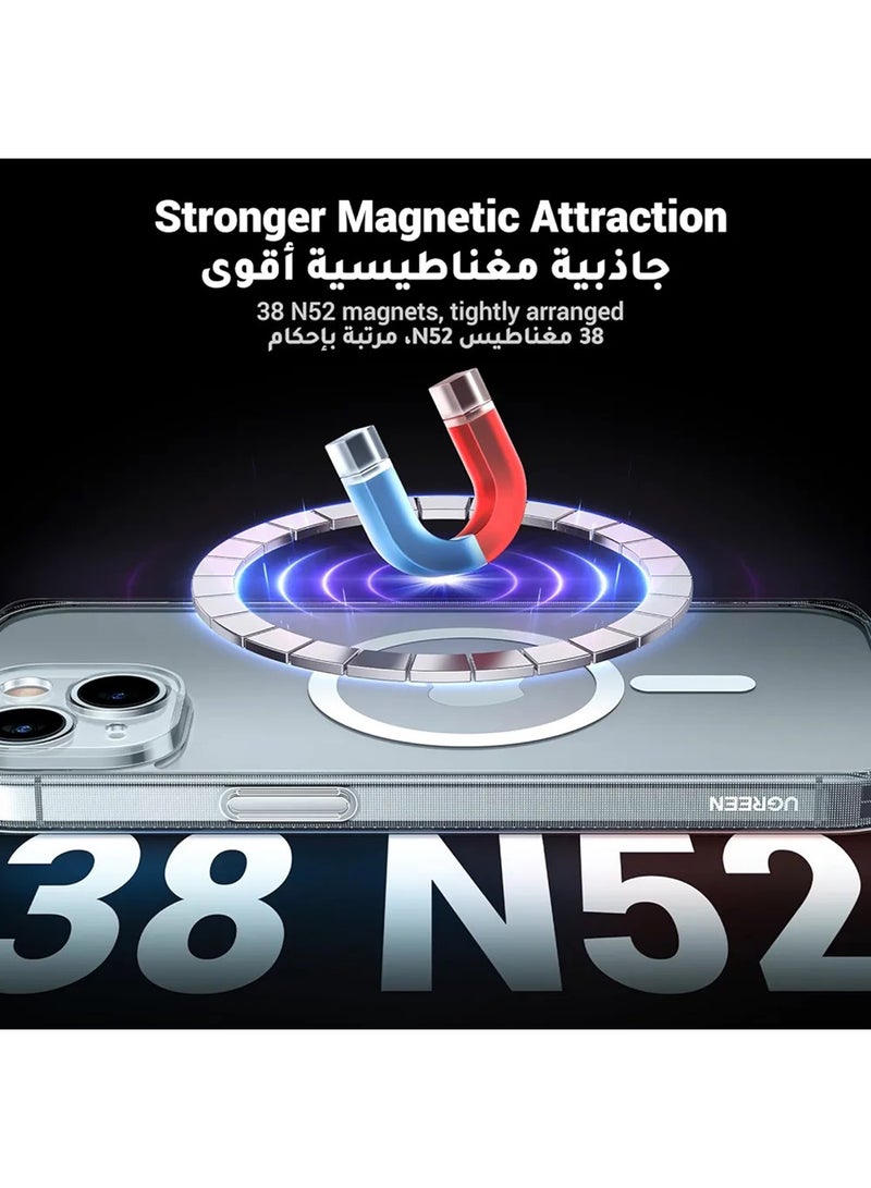 Ugreen - iPhone 15 Magsafe Case Clear【N52 Stronger Magnets】【Shockproof Military-Grade Protection】iPhone 15 Cover Anti-Yellow & Anti-Scratch, Ultra Slim, Magnetic Cover for iPhone 15 6.1 inch Clear Clear - Image 1