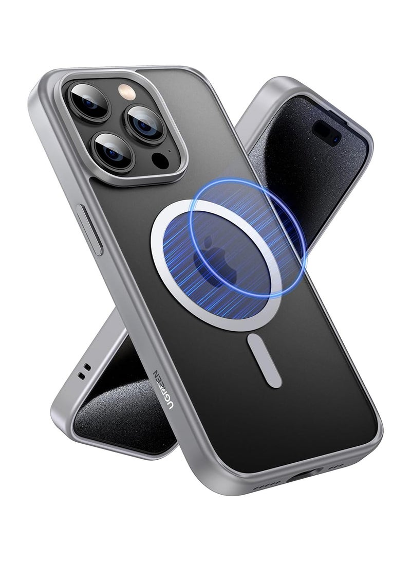 Ugreen - iPhone 15 Pro Max Magsafe Case 【N52 Stronger Magnets】【Shockproof Military-Grade Protection】Anti-Fingerprints Anti-Scratch, Never Yellowing Slim Magnetic iPhone 15 Pro Max Cover 6.7 inch Grey Titan Gray - Image 1