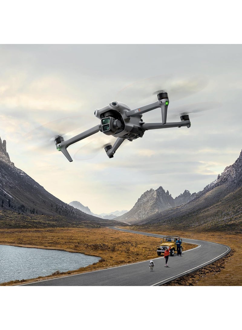 dji - Air 3 (RC-N2), Drone With Tele & Wide-Angle Dual Cameras, 46-Min Flight Time, Obstacle Sensing, 48MP Photos, 4K/60fps HDR Video, MOIAT Certified - UAE Version With Official Warranty Support - Image 1