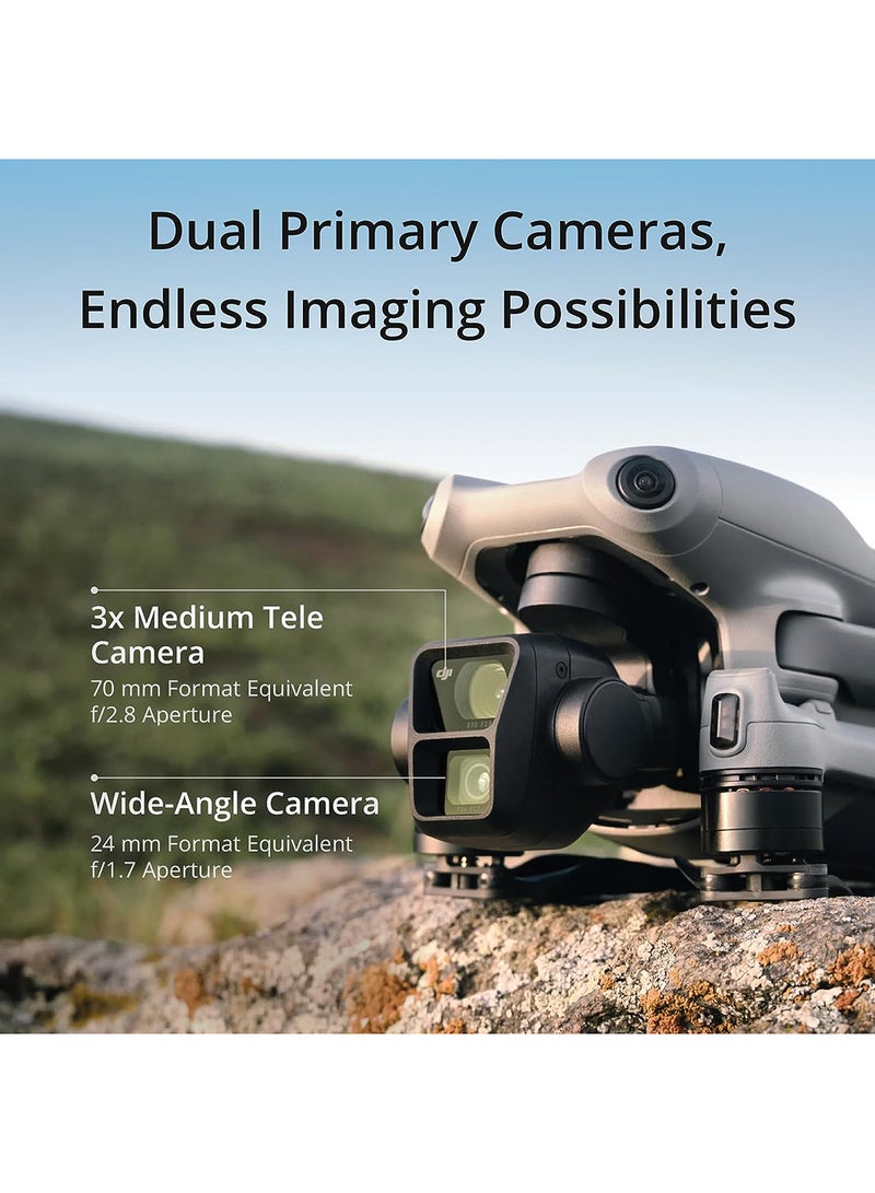 dji - Air 3 (RC-N2), Drone With Tele & Wide-Angle Dual Cameras, 46-Min Flight Time, Obstacle Sensing, 48MP Photos, 4K/60fps HDR Video, MOIAT Certified - UAE Version With Official Warranty Support - Image 1