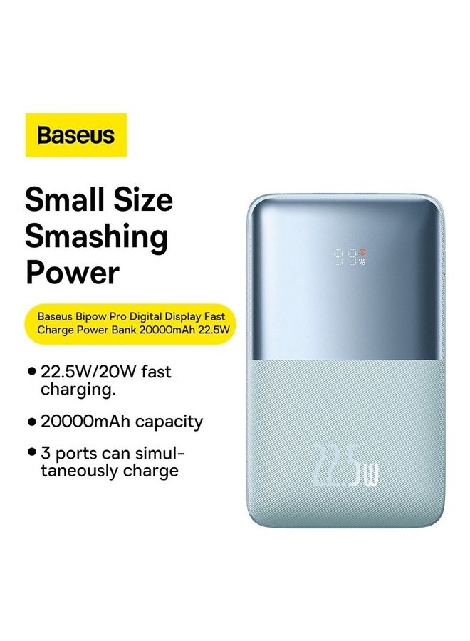 Baseus 20000 mAh 20000.0 mAh USB C Portable Power Bank with Digital Display (20000 mAh with 1 USB C Port and 2 USB A Ports for up to 22.5W Charging for iPhone, Android, AirPods, iPad, and More) – Blue Blue - Image 2