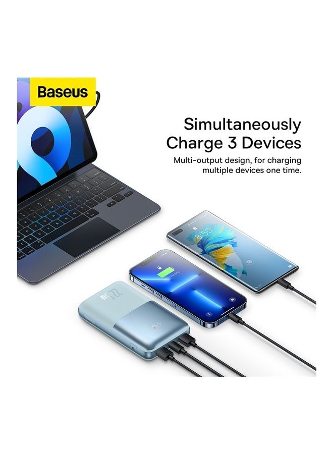 Baseus 20000 mAh 20000.0 mAh USB C Portable Power Bank with Digital Display (20000 mAh with 1 USB C Port and 2 USB A Ports for up to 22.5W Charging for iPhone, Android, AirPods, iPad, and More) – Blue Blue - Image 4