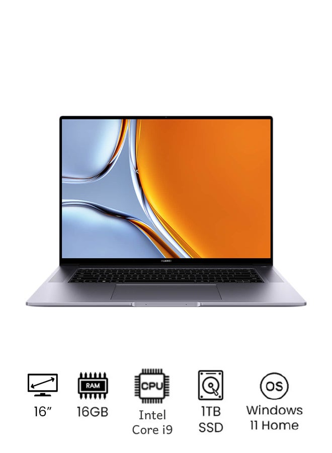 HUAWEI - MateBook 16s Laptop With 16-Inch Display, Core i9-13900H Processor/16GB RAM/1TB SSD/Intel UHD Graphics/Windows 11 Home English/Arabic Space Gray - Image 1