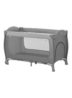Sleep N Play Go Plus 4 - Part Travel Cot From Birth To 15 Kg, With Side Exit, Wheels, Foldable, Carry Bag - Grey