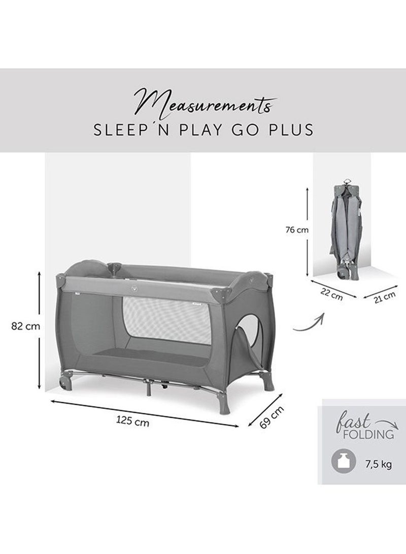 hauck - Sleep N Play Go Plus 4 - Part Travel Cot From Birth To 15 Kg, With Side Exit, Wheels, Foldable, Carry Bag - Grey - Image 1