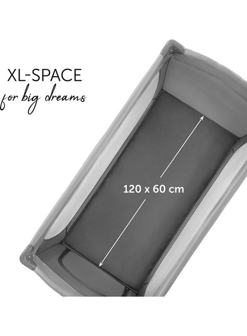 hauck - Sleep N Play Go Plus 4 - Part Travel Cot From Birth To 15 Kg, With Side Exit, Wheels, Foldable, Carry Bag - Grey - Image 1