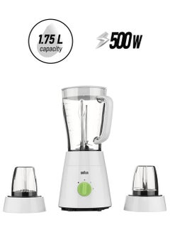 Blender 3 in 1, 2 Speeds, Pulse Function, Multi Mill, Grinder Mill, 1.75 L 500 W JB0123WH White/Green