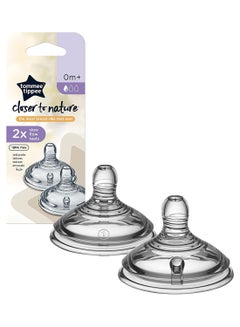 Pack Of 2 Closer To Nature Slow Flow Teat 0 Months+ Clear