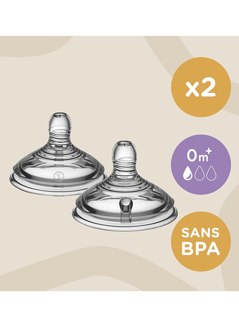 tommee tippee Pack Of 2 Closer To Nature Slow Flow Teat 0 Months+ Clear  - Image 4