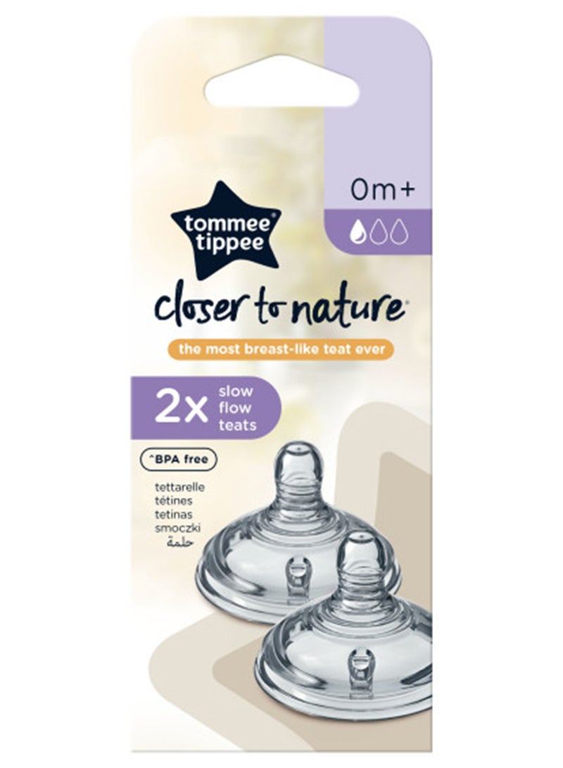 tommee tippee Pack Of 2 Closer To Nature Slow Flow Teat 0 Months+ Clear  - Image 3