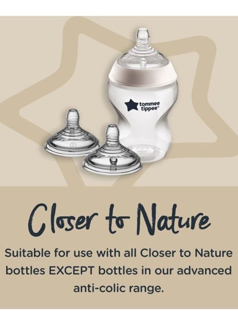 tommee tippee - Pack Of 2 Closer To Nature Slow Flow Teat 0 Months+ Clear - Image 1