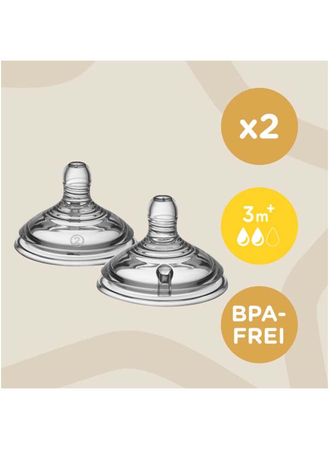 tommee tippee Pack Of 2 Closer To Nature Med Flow Teat 3 Months+ Clear  - Image 3