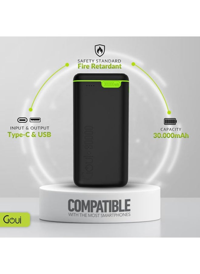 Goui - 30000 mAh Kigo Portable Power Bank – High Capacity, Simultaneous Multi-Device Charging, Compatible with Smartphones, Tablets, GPS Devices, MP3/MP4, Bluetooth, Portable and Compact Design for On-the-Go Power Anytime, Anywhere - Black - Image 1