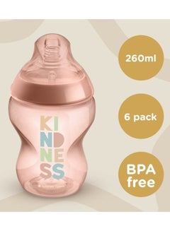 tommee tippee Pack Of 6 Closer To Nature Baby Bottles Slow-Flow Breast-Like Teat With Anti-Colic Valve 0 Months+ 260  ml Multicolor  - Image 4