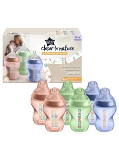 tommee tippee Pack Of 6 Closer To Nature Baby Bottles Slow-Flow Breast-Like Teat With Anti-Colic Valve 0 Months+ 260  ml Multicolor  - Image 1