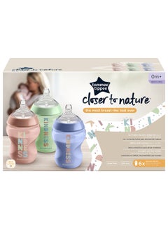 tommee tippee Pack Of 6 Closer To Nature Baby Bottles Slow-Flow Breast-Like Teat With Anti-Colic Valve 0 Months+ 260  ml Multicolor  - Image 3