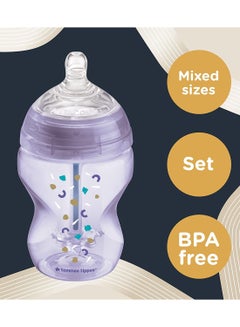 tommee tippee Advanced Closer To Nature Anti-Colic Starter Baby Bottle Kit  2x 150 ml And 2x 260 ml With Slow Flow Teats For 0 Months+, Purple  - Image 3